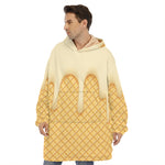 Vanilla Ice Cream Melted Print Hoodie Blanket