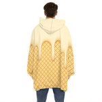 Vanilla Ice Cream Melted Print Hoodie Blanket