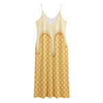Vanilla Ice Cream Melted Print Jersey Midi Cami Dress