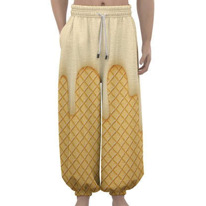 Vanilla Ice Cream Melted Print Lantern Pants