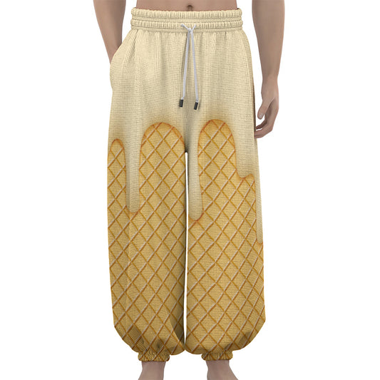 Vanilla Ice Cream Melted Print Lantern Pants