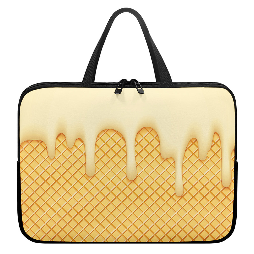 Vanilla Ice Cream Melted Print Laptop Sleeve With Handle