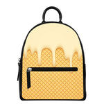 Vanilla Ice Cream Melted Print Leather Backpack