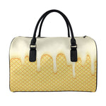Vanilla Ice Cream Melted Print Leather Duffle Bag