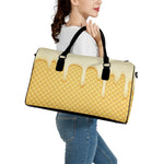 Vanilla Ice Cream Melted Print Leather Duffle Bag