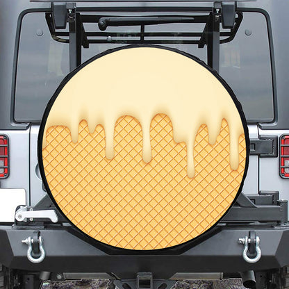 Vanilla Ice Cream Melted Print Leather Spare Tire Cover
