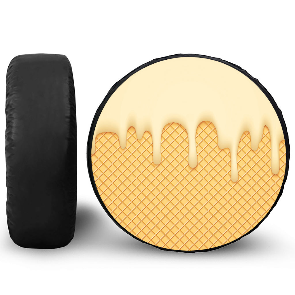 Vanilla Ice Cream Melted Print Leather Spare Tire Cover