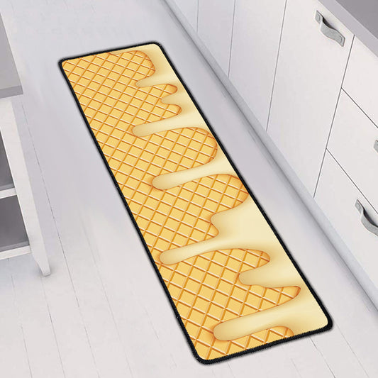 Vanilla Ice Cream Melted Print Long Kitchen Mat