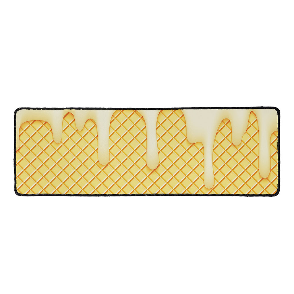 Vanilla Ice Cream Melted Print Long Kitchen Mat
