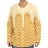 Vanilla Ice Cream Melted Print Long Sleeve Baseball Jersey