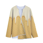 Vanilla Ice Cream Melted Print Long Sleeve Short Coat
