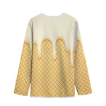 Vanilla Ice Cream Melted Print Long Sleeve Short Coat