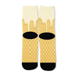 Vanilla Ice Cream Melted Print Long Socks