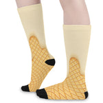 Vanilla Ice Cream Melted Print Long Socks