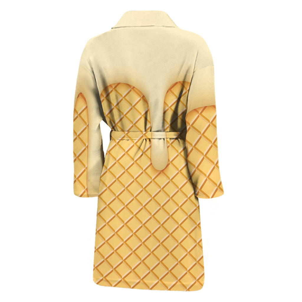 Vanilla Ice Cream Melted Print Men's Bathrobe