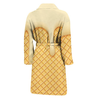 Vanilla Ice Cream Melted Print Men's Bathrobe