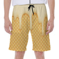 Vanilla Ice Cream Melted Print Men's Beach Shorts