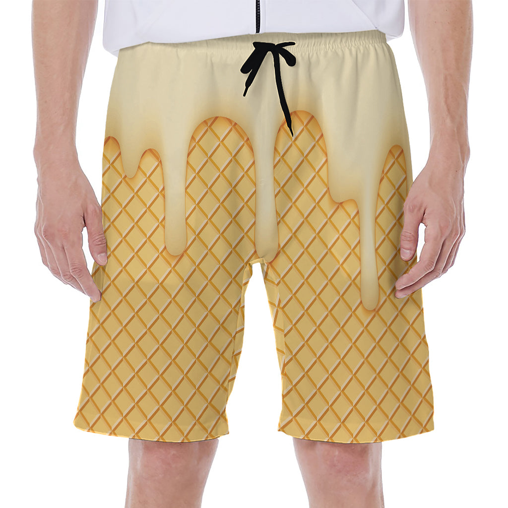 Vanilla Ice Cream Melted Print Men's Beach Shorts