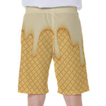 Vanilla Ice Cream Melted Print Men's Beach Shorts