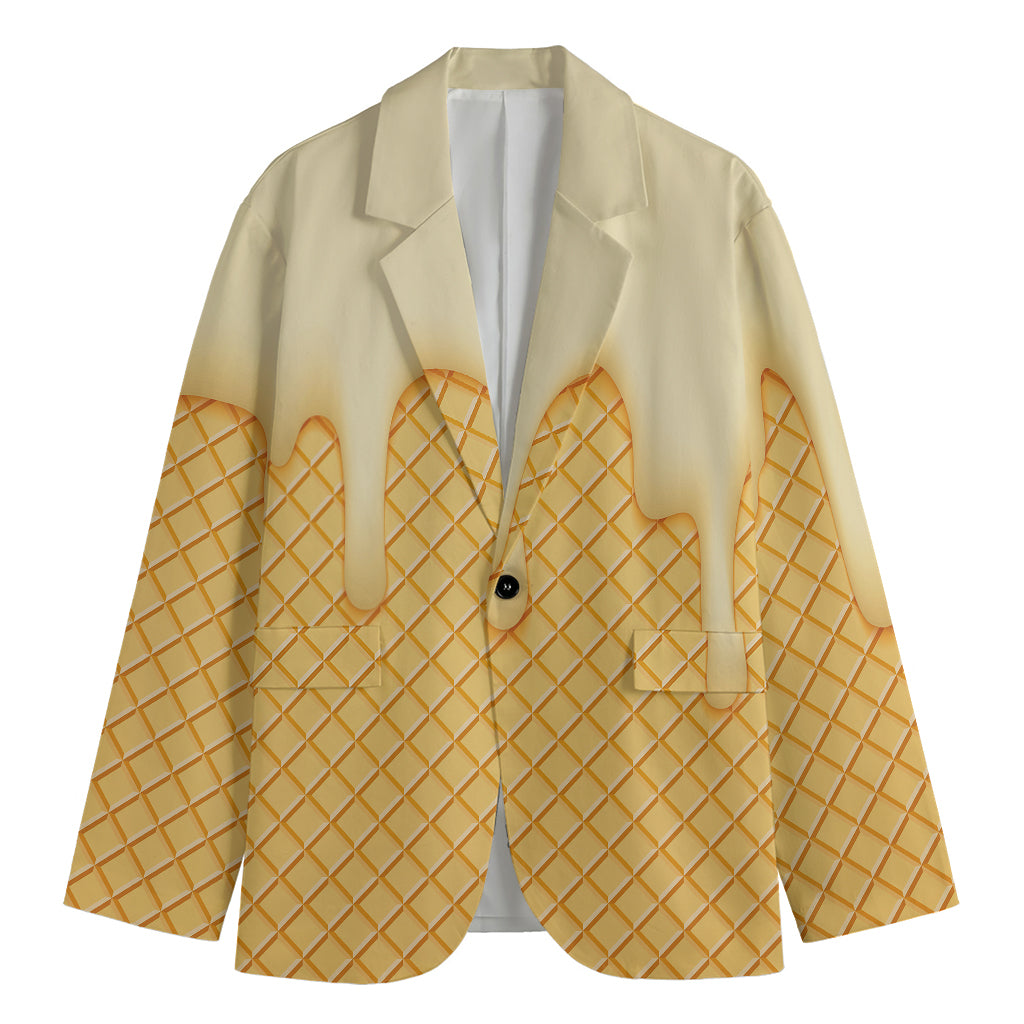 Vanilla Ice Cream Melted Print Men's Blazer