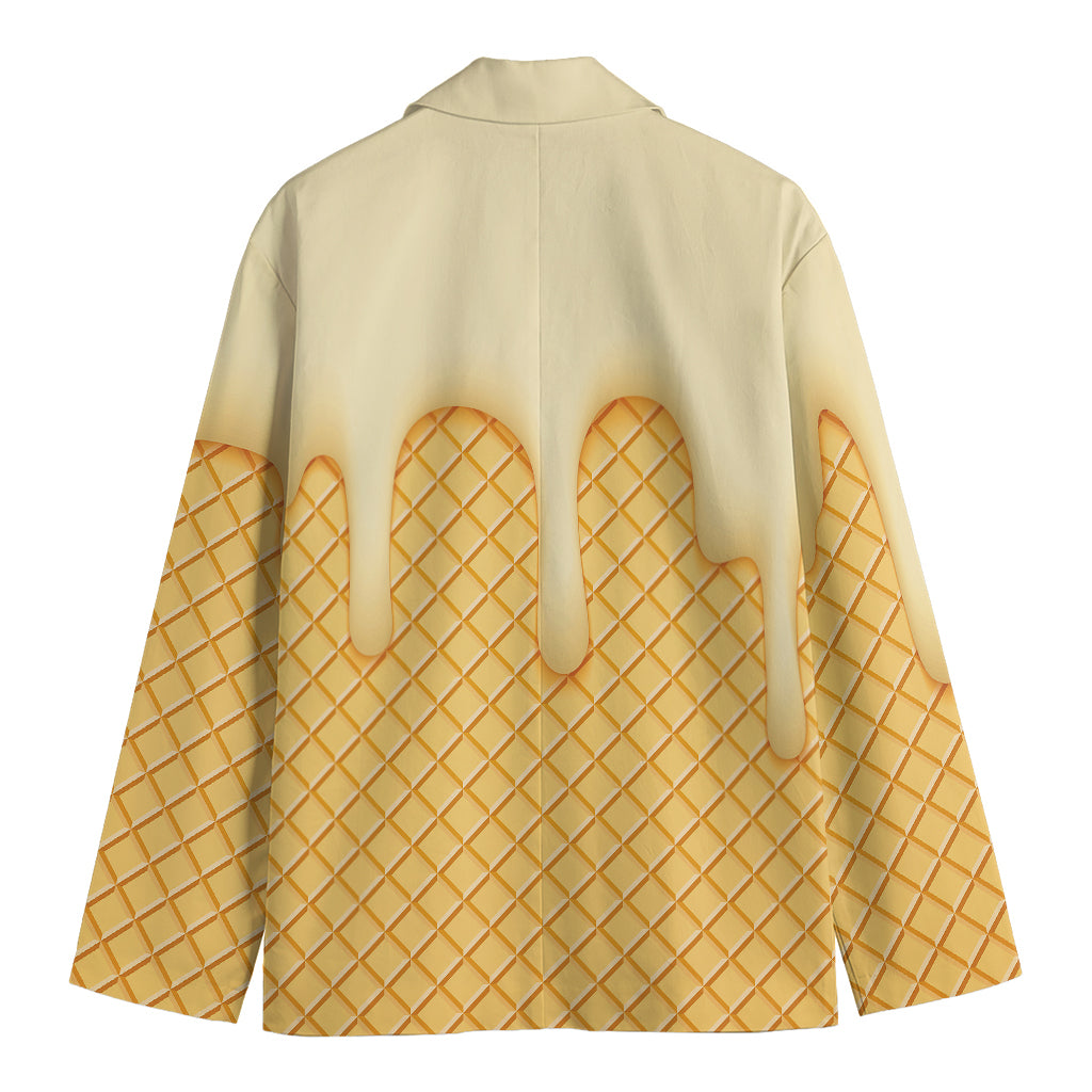 Vanilla Ice Cream Melted Print Men's Blazer