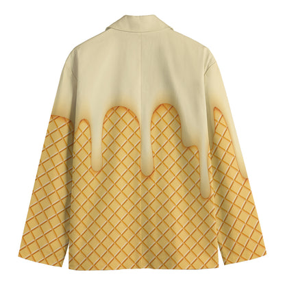 Vanilla Ice Cream Melted Print Men's Blazer