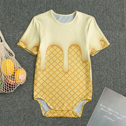 Vanilla Ice Cream Melted Print Men's Bodysuit