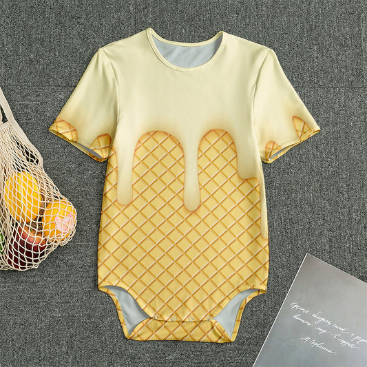 Vanilla Ice Cream Melted Print Men's Bodysuit