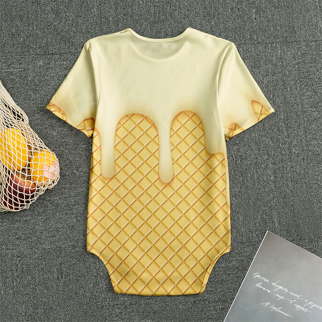Vanilla Ice Cream Melted Print Men's Bodysuit