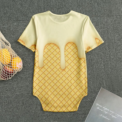 Vanilla Ice Cream Melted Print Men's Bodysuit