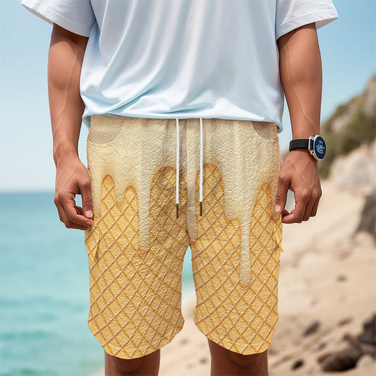 Vanilla Ice Cream Melted Print Men's Cargo Shorts