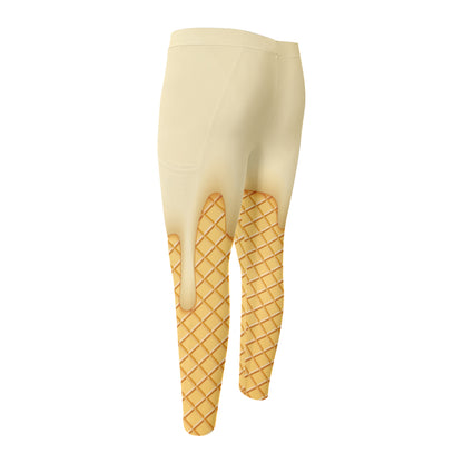 Vanilla Ice Cream Melted Print Men's Compression Pants