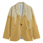 Vanilla Ice Cream Melted Print Men's Cotton Blazer