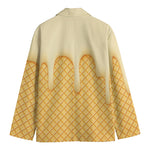 Vanilla Ice Cream Melted Print Men's Cotton Blazer