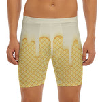 Vanilla Ice Cream Melted Print Men's Long Boxer Briefs
