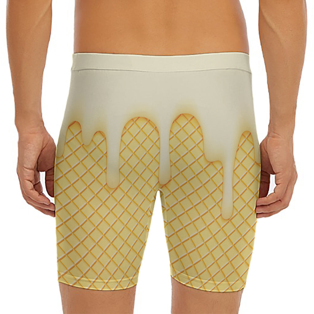 Vanilla Ice Cream Melted Print Men's Long Boxer Briefs