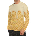 Vanilla Ice Cream Melted Print Men's Long Sleeve Rash Guard