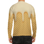 Vanilla Ice Cream Melted Print Men's Long Sleeve Rash Guard