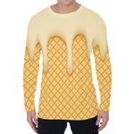 Vanilla Ice Cream Melted Print Men's Long Sleeve T-Shirt