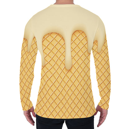Vanilla Ice Cream Melted Print Men's Long Sleeve T-Shirt