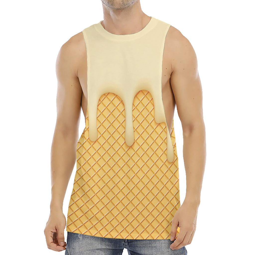 Vanilla Ice Cream Melted Print Men's Muscle Tank Top