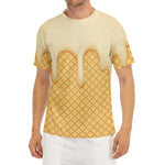 Vanilla Ice Cream Melted Print Men's Short Sleeve Rash Guard