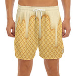 Vanilla Ice Cream Melted Print Men's Split Running Shorts