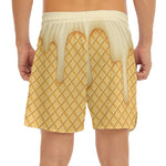 Vanilla Ice Cream Melted Print Men's Split Running Shorts