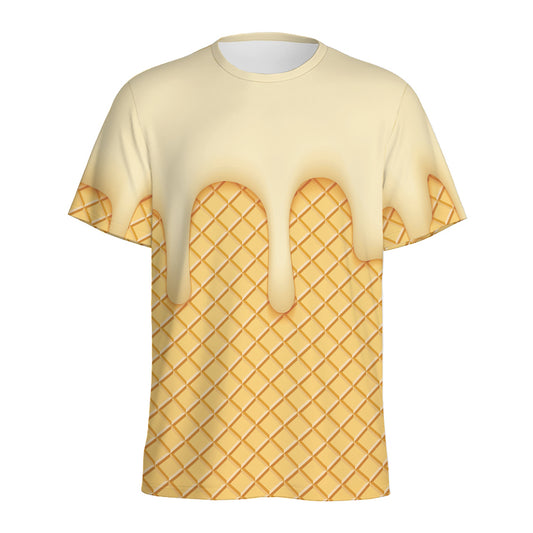 Vanilla Ice Cream Melted Print Men's Sports T-Shirt