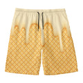 Vanilla Ice Cream Melted Print Men's Swim Trunks