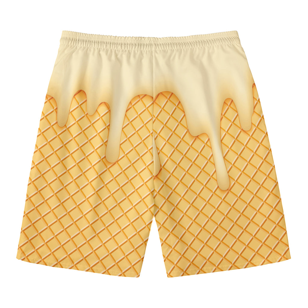 Vanilla Ice Cream Melted Print Men's Swim Trunks