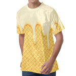 Vanilla Ice Cream Melted Print Men's Velvet T-Shirt