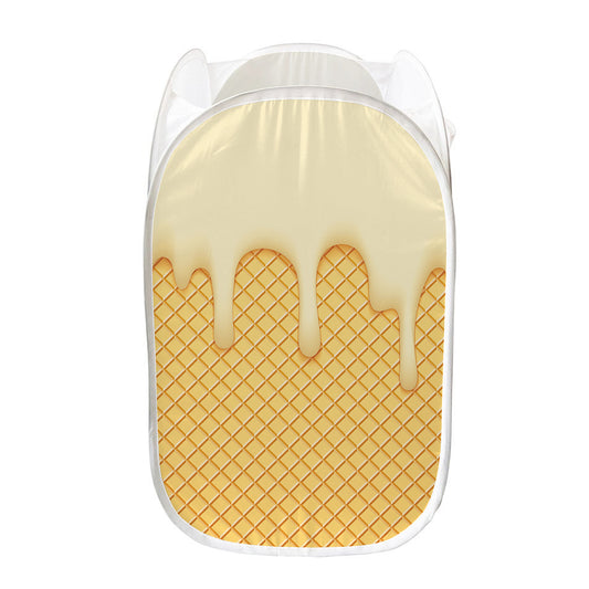 Vanilla Ice Cream Melted Print Mesh Laundry Hamper