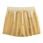 Vanilla Ice Cream Melted Print Mesh Shorts